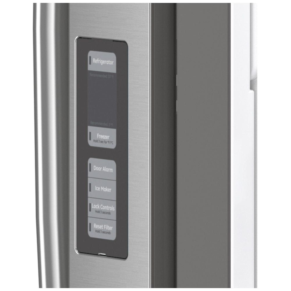GE GWE23GMNES Counter Depth French Door Refrigerator, 36 inch Width, ENERGY STAR Certified, 23.1 cu. ft. Capacity, Counter Depth, Ice Dispenser (Freezer Located), Slate color RF