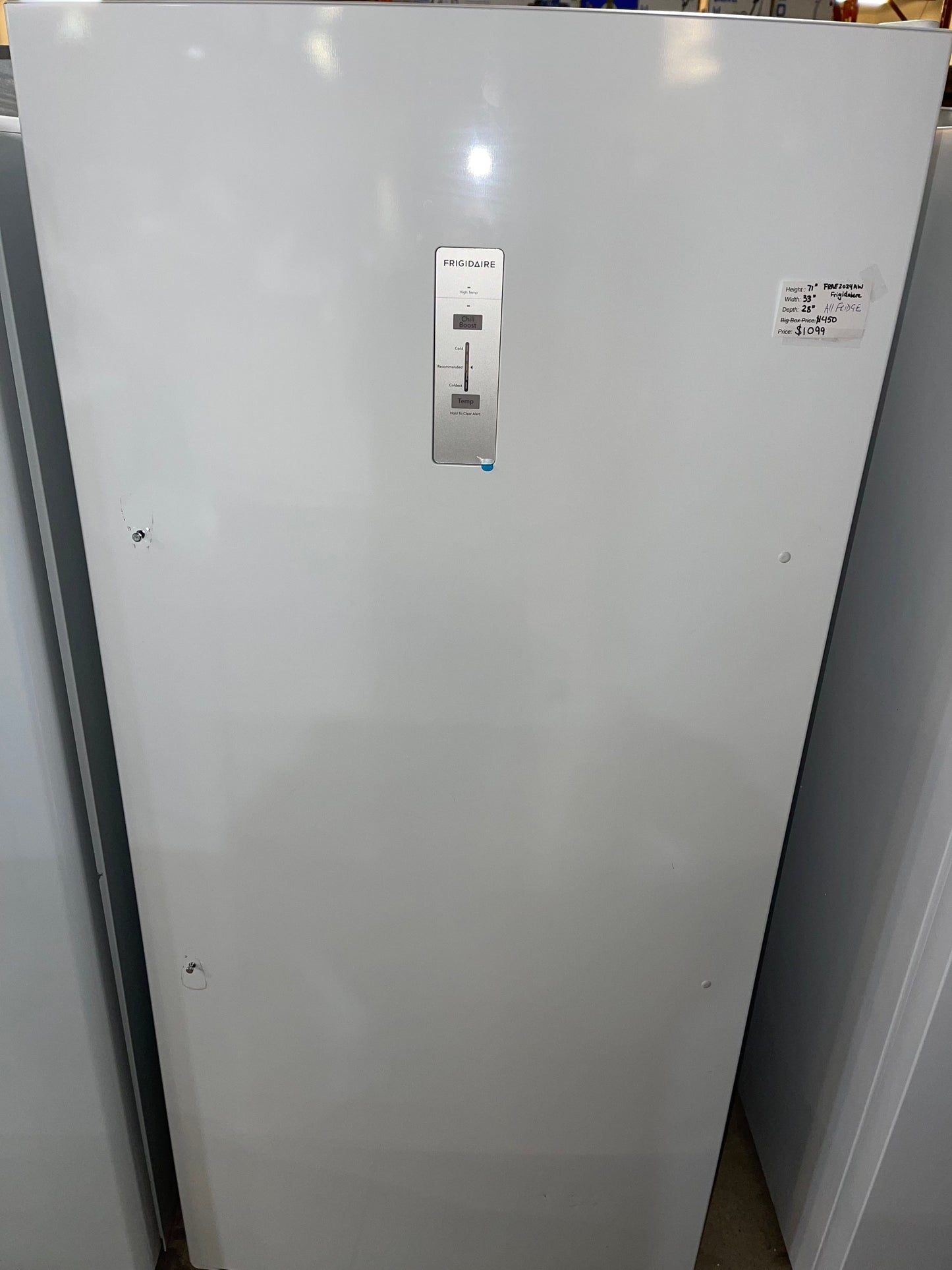 Frigidaire FRAE2024AW All Refrigerator, 33 inch Width, ENERGY STAR Certified, 19.6 cu. ft. Capacity, White colour