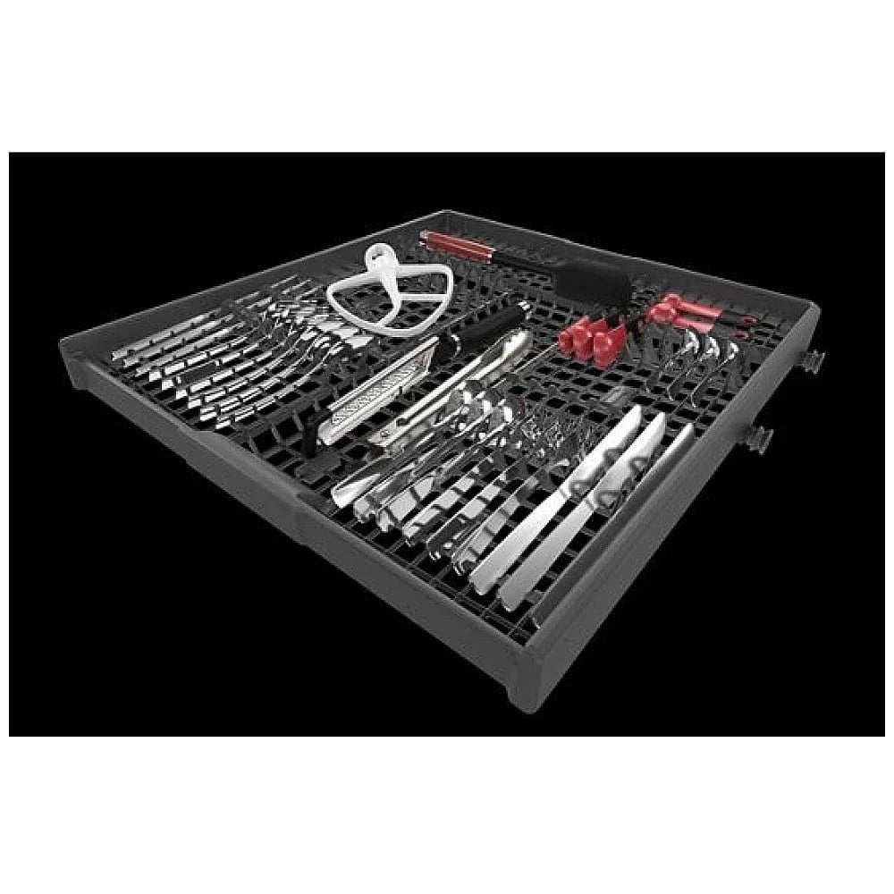 itchenAid KDFE204KBL Dishwasher, 24 inch Exterior Width, 39 dB Decibel Level, Full Console, Stainless Steel (Interior), 5 Wash Cycles, 13 Capacity (Place Settings), Black colour SatinGlide Racks
