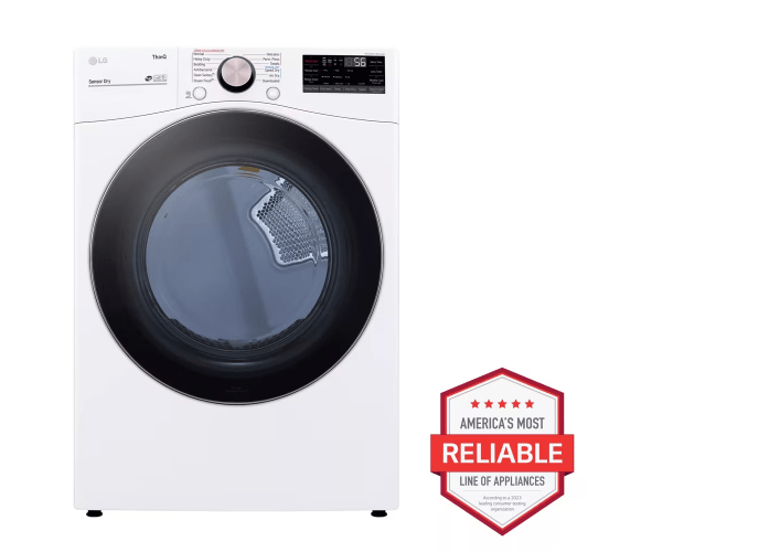 LG 7.4 Cu. Ft. Vented SMART Stackable Electric Dryer in White with TurboSteam and Sensor Dry Technology