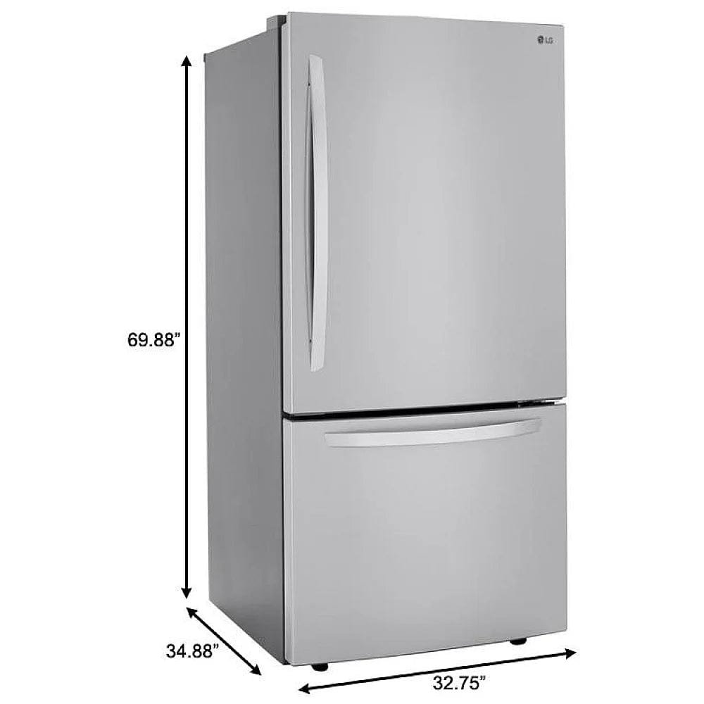Bottom 33" Freezer Refrigerator, ENERGY STAR Certified, 26 cu ft cu. ft., Stainless Steel (LRDCS2603S)