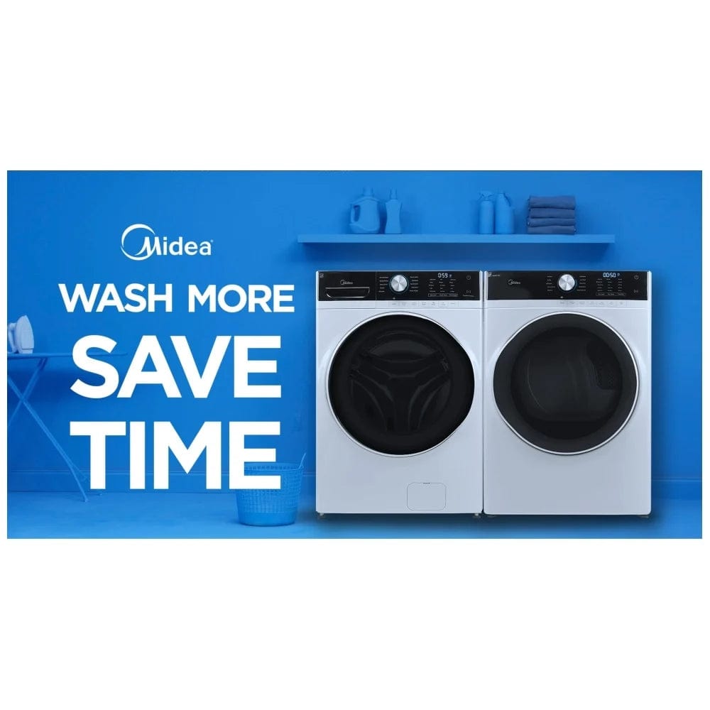 Midea MLH52N4AWW Front Load Washer, ENERGY STAR Certified, 5.2 cu. ft. Washer Capacity, 1,300 RPM Washer Spin Speed, 10 Wash Cycles, 5 Temperature Settings, Water Heater, White color