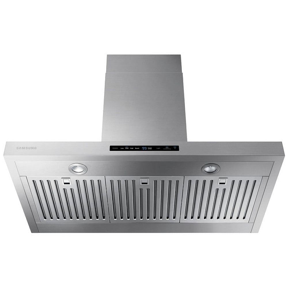 Samsung NK36K7000WS - NK36K7000WS/AA Range Hood, 36 inch Exterior Width, Chimney, Wall Mounted, 600 CFM, Accepts Both, LED, Dishwasher Safe Filters, Baffle Filter, Stainless Steel colour