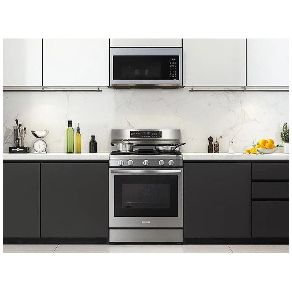 Samsung NX60A6711SS - NX60A6711SS/AA Gas Range, 30 inch Exterior Width, Self Clean, Convection, 5 Burners, 6.0 cu. ft. Capacity, Storage Drawer, Air Fry, 1 Ovens, Stainless Steel color True European Convection