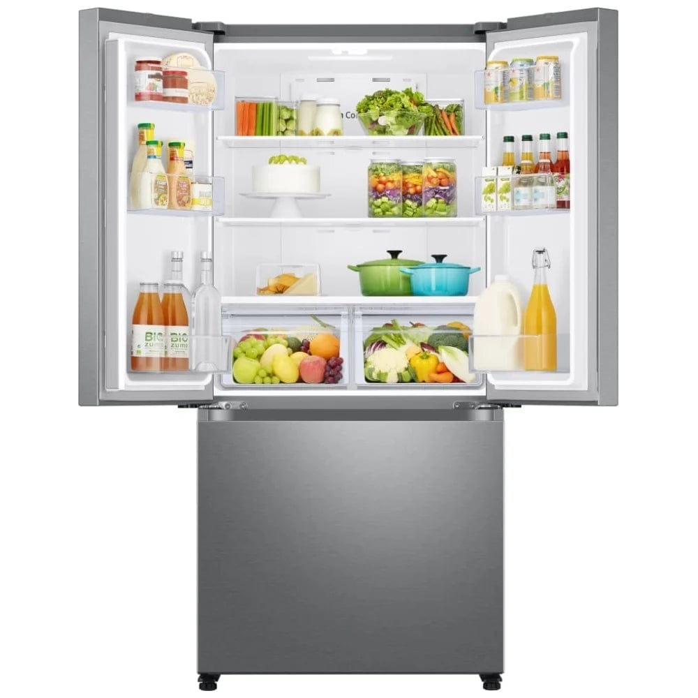Samsung RF18A5101SR - RF18A5101SR/AA French Door Refrigerator, 33 inch Width, ENERGY STAR Certified, Counter Depth, Stainless Steel colour Twin Cooling Plus, Power Cool & Freeze