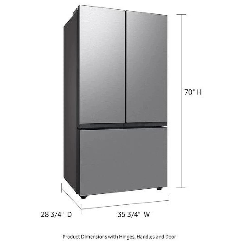 Samsung Bespoke RF24BB6200QLAA Bottom Freezer Counter Depth French Door Refrigerator, 36 inch Width, ENERGY STAR Certified, 23.9 cu. ft. Capacity, Counter Depth, Water Dispenser, Ice Dispenser , Stainless Steel colour Twin Cooling PlusTM, Dual Ice Maker