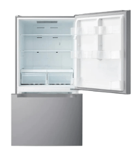 GE GDE25EYKFS Bottom Mount Refrigerator, 33" Width, ENERGY STAR Certified, 24.8 cu. ft. Capacity, Fingerprint Resistant Stainless Steel colour Glass Shelves, APF technology