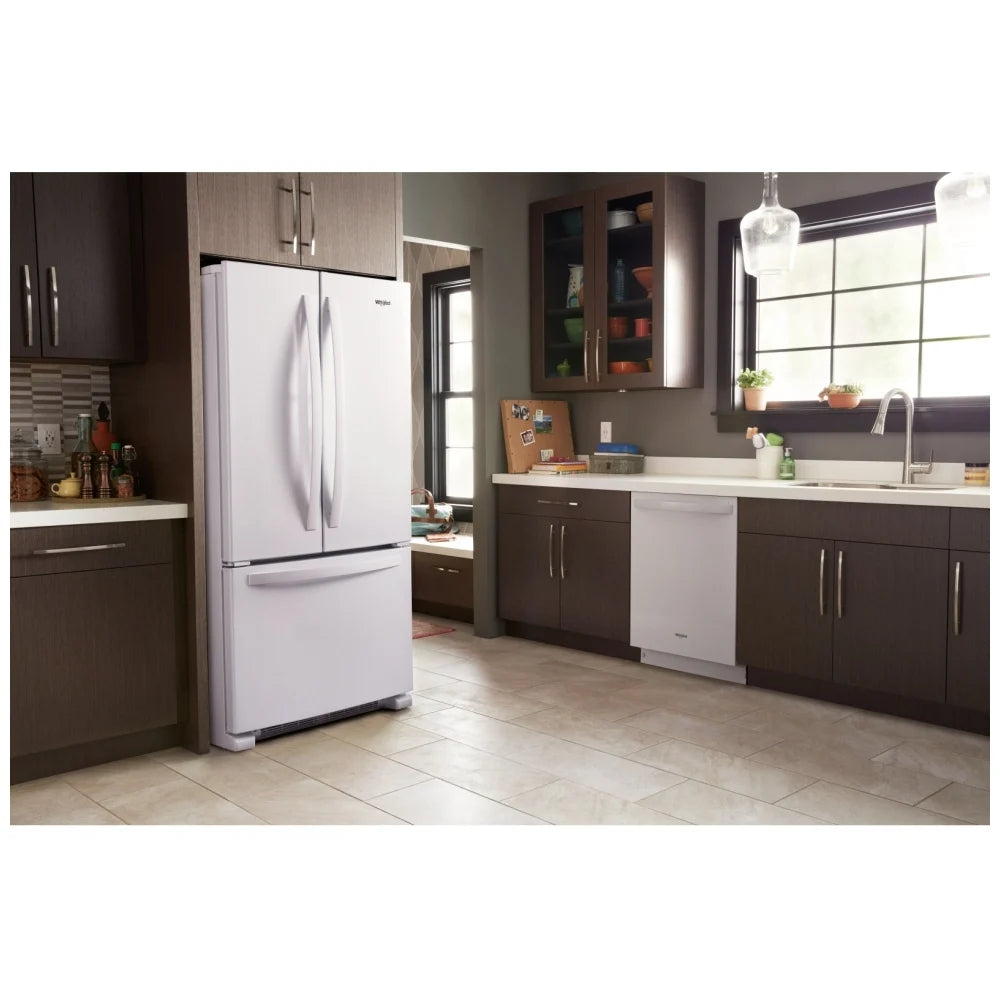 Whirlpool WRFF5333PW Bottom Freezer French Door Refrigerator, 33 inch Width, ENERGY STAR Certified, 22 cu. ft. Capacity, Water Dispenser (Interior), Ice Dispenser (Freezer Located), White color, Accu-Chill™ System, EveryDrop™ Water Filtration