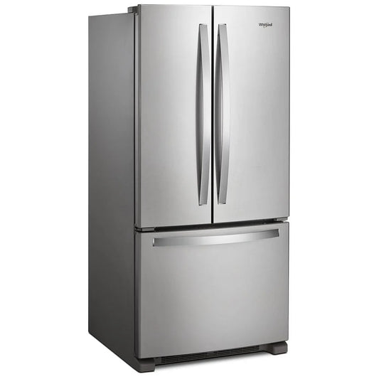 Whirlpool WRFF5333PZ Bottom Freezer French Door Refrigerator, 33 inch Width, ENERGY STAR Certified, 22.1 cu. ft. Capacity, Water Dispenser (Interior), Ice Dispenser (Freezer Located), Stainless Steel color.  REFURBISHED 1 YEAR WARRANTY