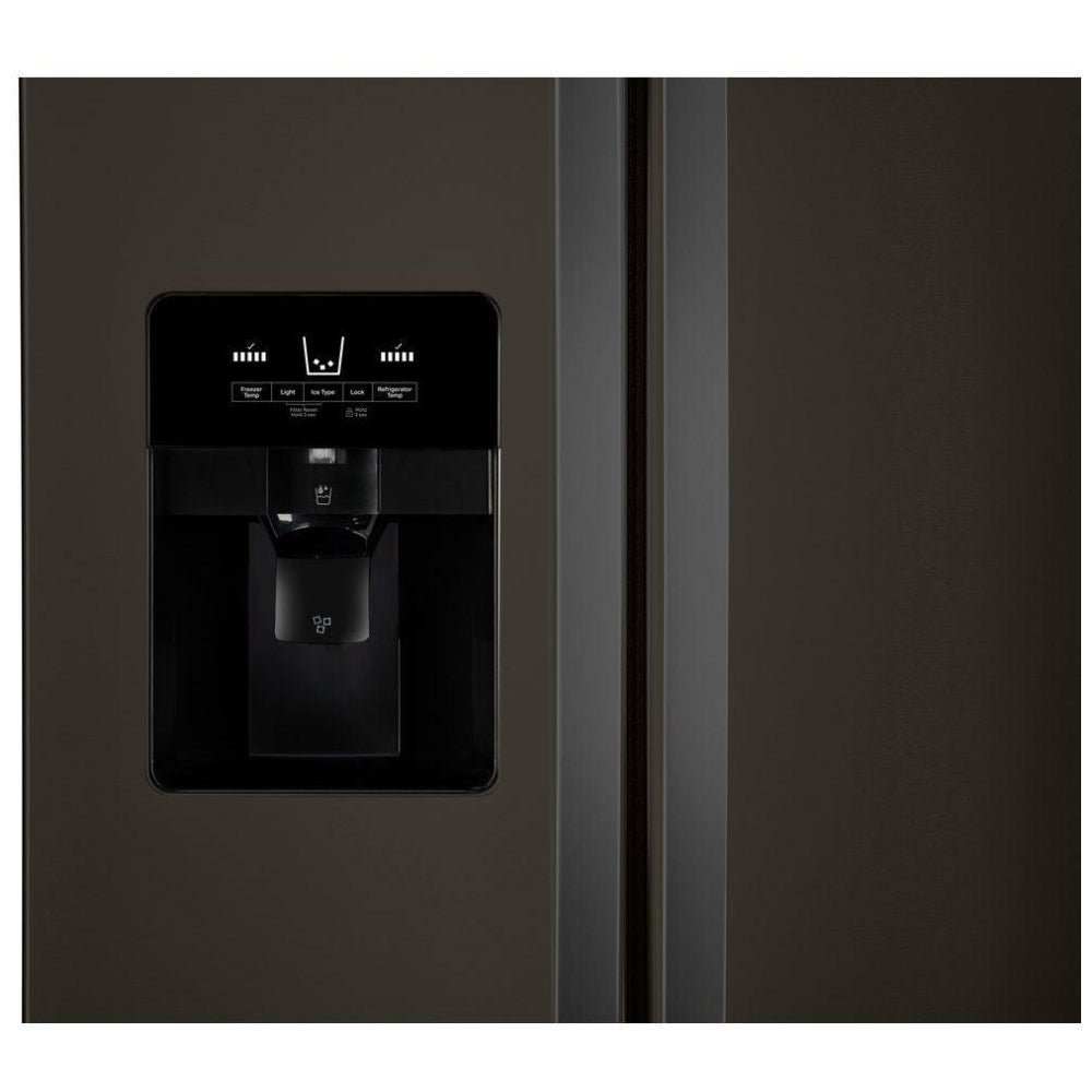 Whirlpool WRS321SDHV Side by Side Refrigerator, 33 inch Width, Ice Dispenser (Thru Door), Water Dispenser (Exterior), 21.4 cu. ft. Capacity, Black Stainless Steel color. REFURBISHED 1 YEAR WARRANTY