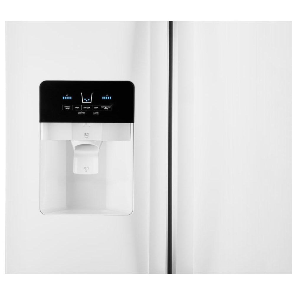 Whirlpool WRS325SDHW Side by Side Refrigerator, 36 inch Width, Ice Dispenser (Thru Door), Water Dispenser (Exterior), 25 cu. ft. Capacity, White color. REFURBISHED 1 YEAR WARRANTY