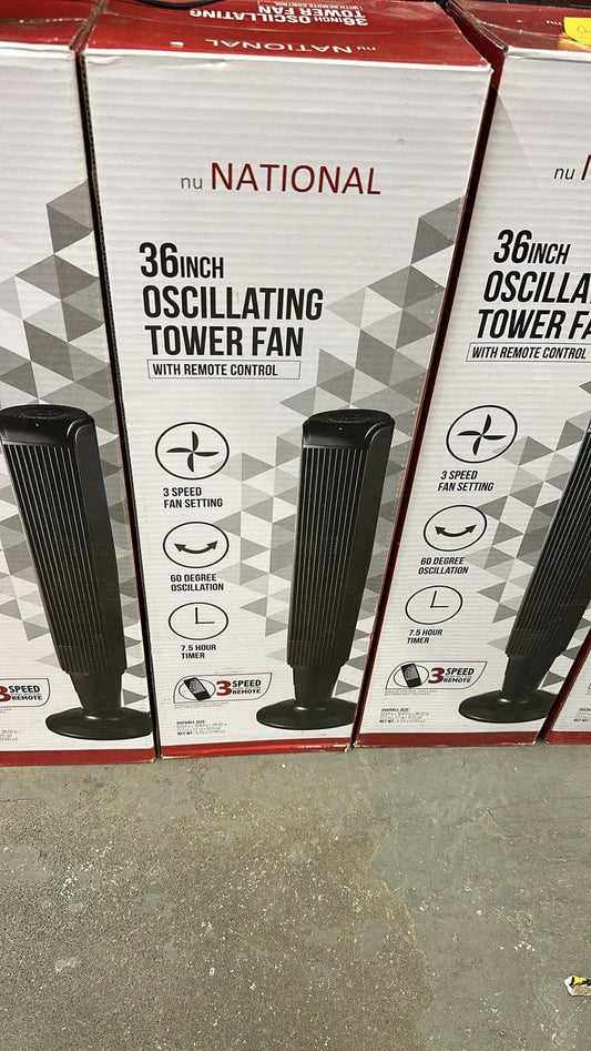 NU NATIONAL OSCILLATING TOWER FAN - 36 INCHES