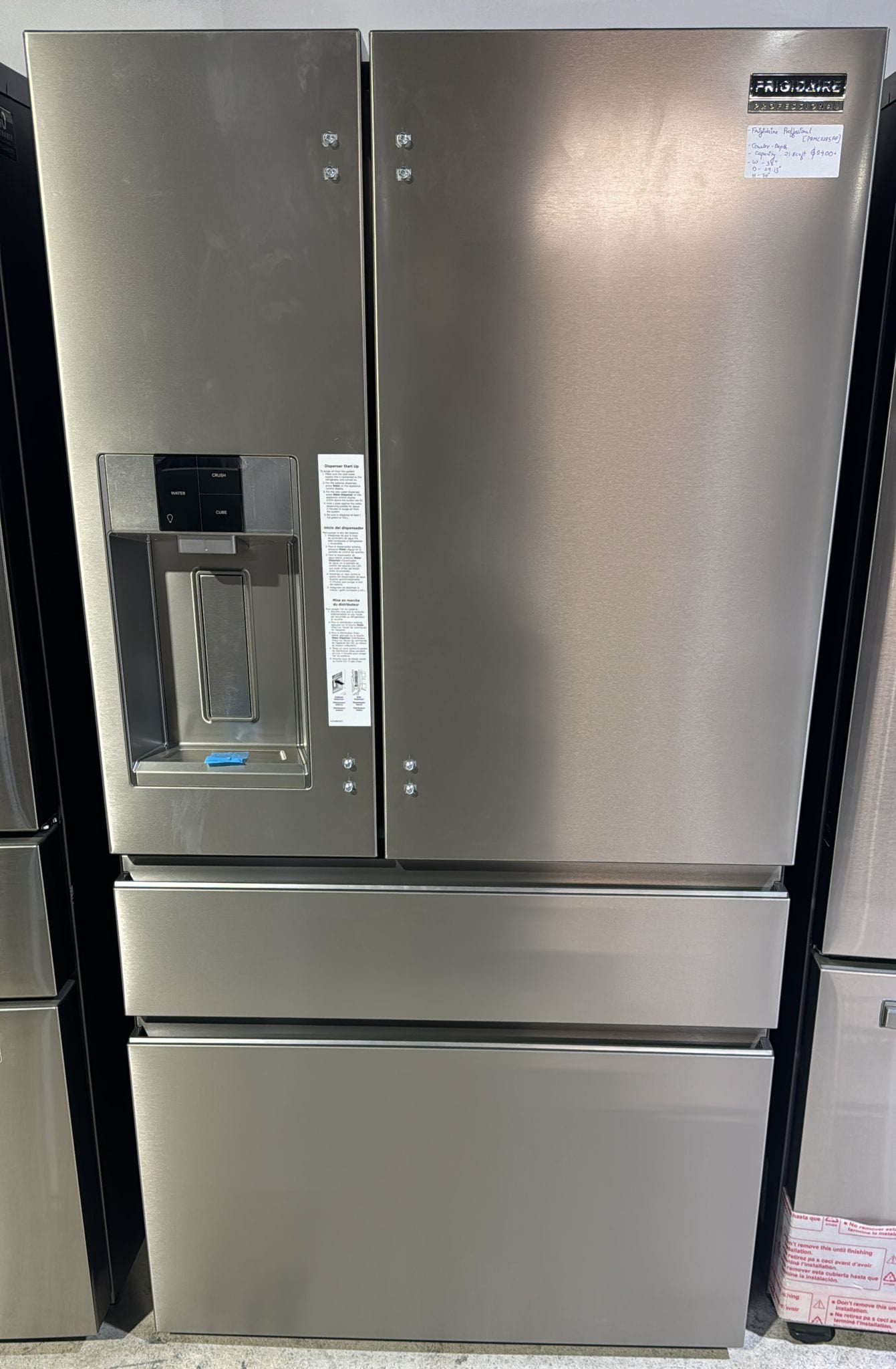 Frigidaire Professional 36" 21.8 Cu. Ft. Counter-Depth 4-Door Refrigerator (PRMC2285AF) – Stainless