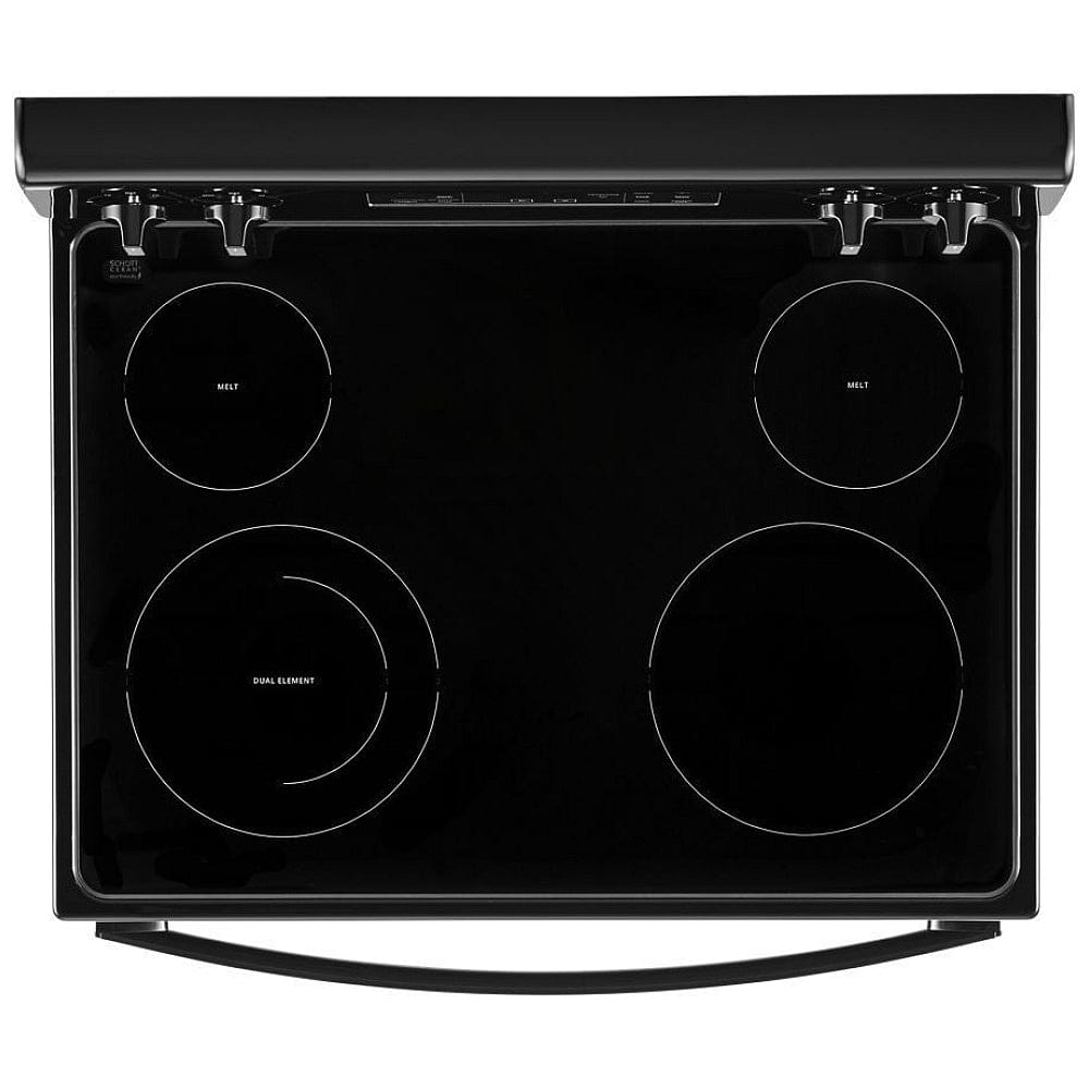 Whirlpool YWFE515S0JB Electric Range, 5.3 cu. ft. Capacity, 30 inch Exterior Width, Self Clean, 4 Burners, Storage Drawer, 3,000 Watts Highest Burner Element, Black color