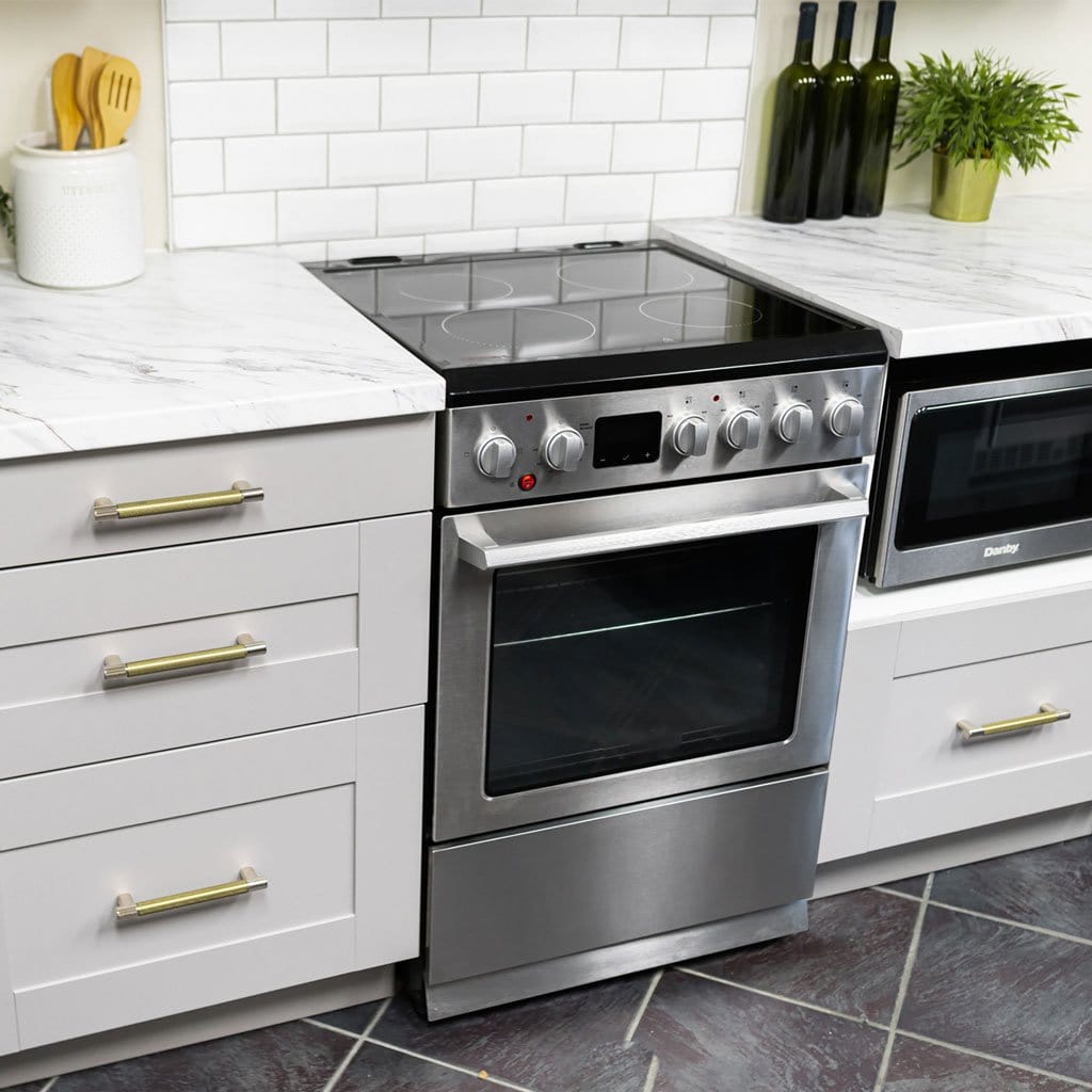 Danby 24″ TruAirFry Smooth top Slide-in Electric Range in Stainless Steel SKU: DRCA240BSSC