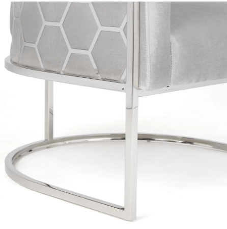 HONEYCOMB Accent Chair GY-AC-8148 Grey velvet, Polished steel frame