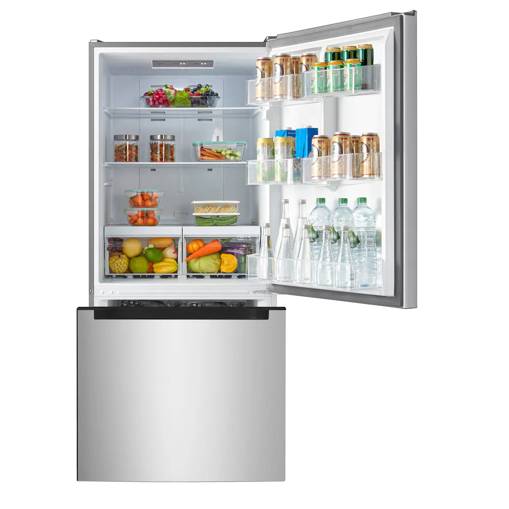 Vissani 18.7 cu. ft. Stainless Steel Bottom Freezer Refrigerator with 2 Adjustable Glass Shelves & 2 Drawers- ENERGY STAR® Model # MDBF18SS