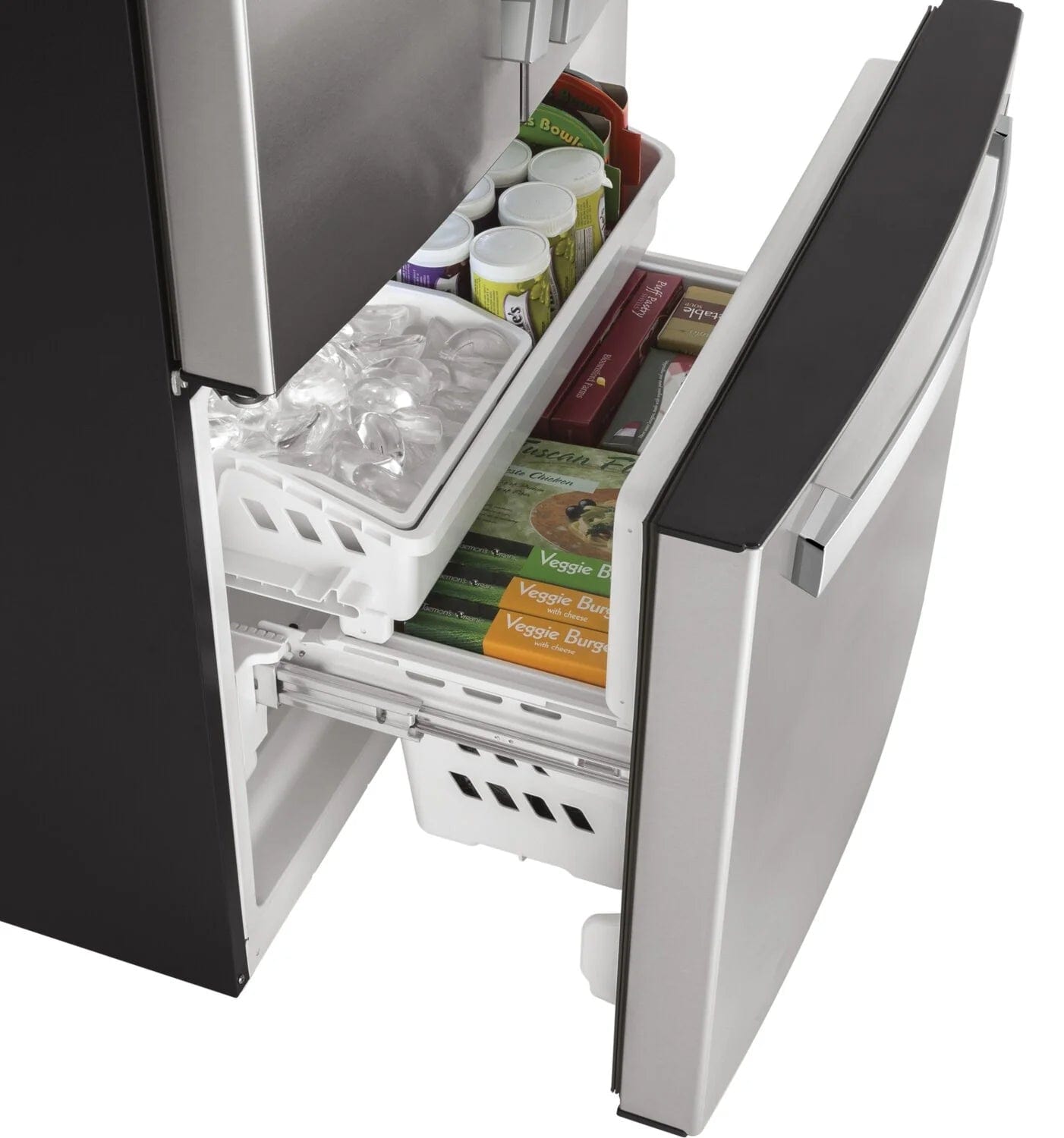 GE GWE19JYLFS /gwe19sp2nws1 / GWE19JYLFFFS French Door Refrigerator, 33" Width, ENERGY STAR Certified, Counter Depth, 18.6 cu. ft. Capacity