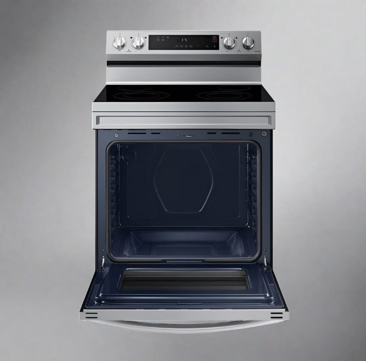 Samsung NE63A6111SS - NE63A6111SS/AC Electric Range, 30 inch Exterior Width, 4 Burners, 6.3 cu. ft. Capacity, Storage Drawer, 1 Ovens, Stainless Steel colour