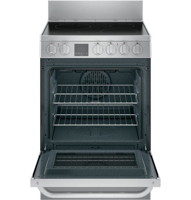 Haier QCAS740RMSS Range, 24" Exterior Width, Electric Range, Glass Burners (Electric), Convection, 4 Burners, 2.9 cu. ft. Capacity, Storage Drawer, 1 Ovens, 2200W, Front Controls, Stainless Steel colour REFURBISHED