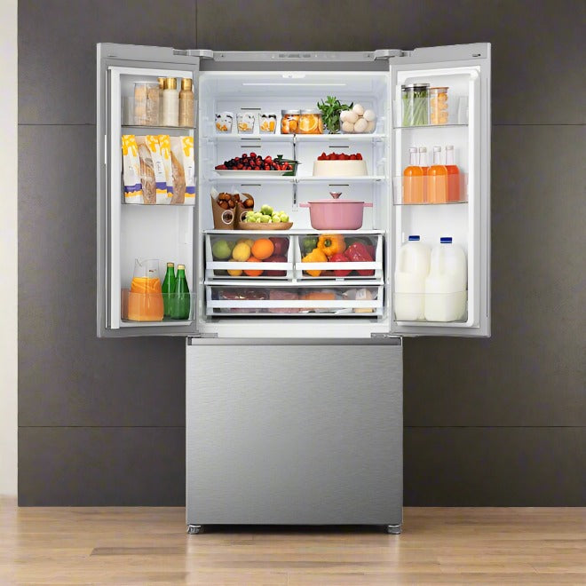 Hisense French Door Refrigerator, 30 inch Width, ENERGY STAR Certified, 20.8 cu. ft. Capacity, Stainless Steel colour PureFlat Design RF210N6AHE