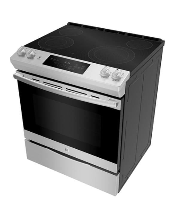 GE 30" Electric Slide-In Front Control Range with Storage Drawer Stainless Steel - JCSS630SMSS