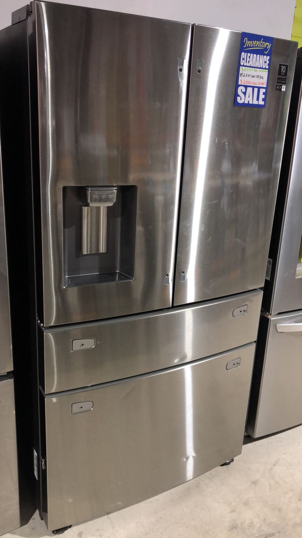 Samsung - 35.8 Inch 22.6 cu. ft French Door Refrigerator in Stainless - RF28R7201SR