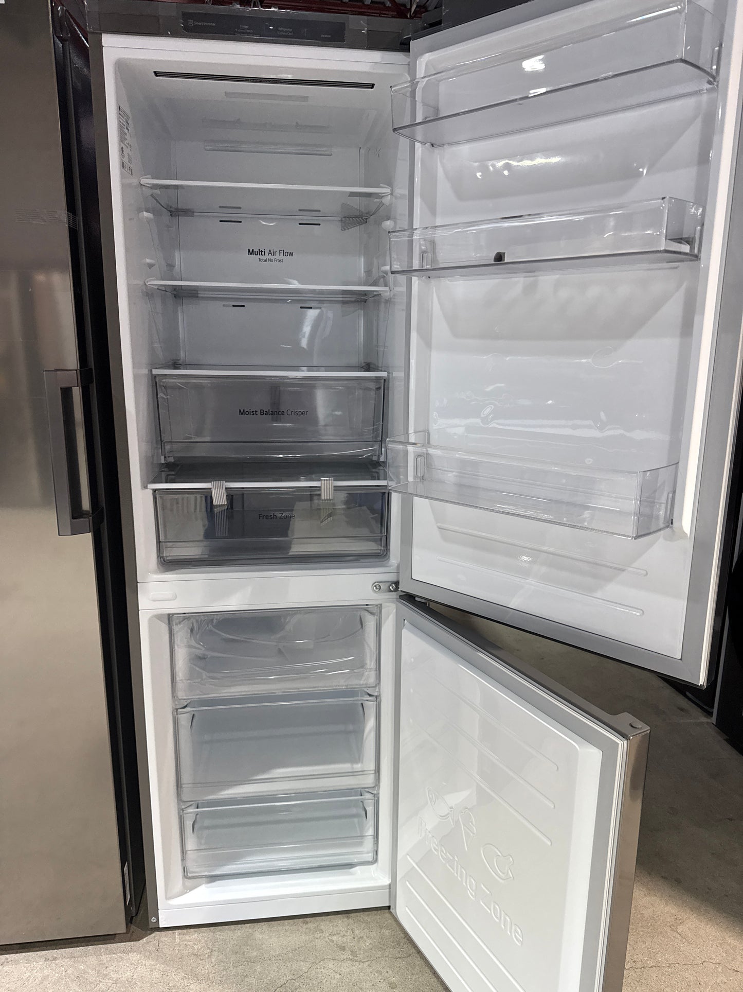 LG LBNC12231V Bottom Freezer Refrigerator, 24 inch Width, ENERGY STAR Certified, Counter Depth, 11.9 cu. ft. Capacity, Platinum Silver (Stainless Steel) color Door Cooling+