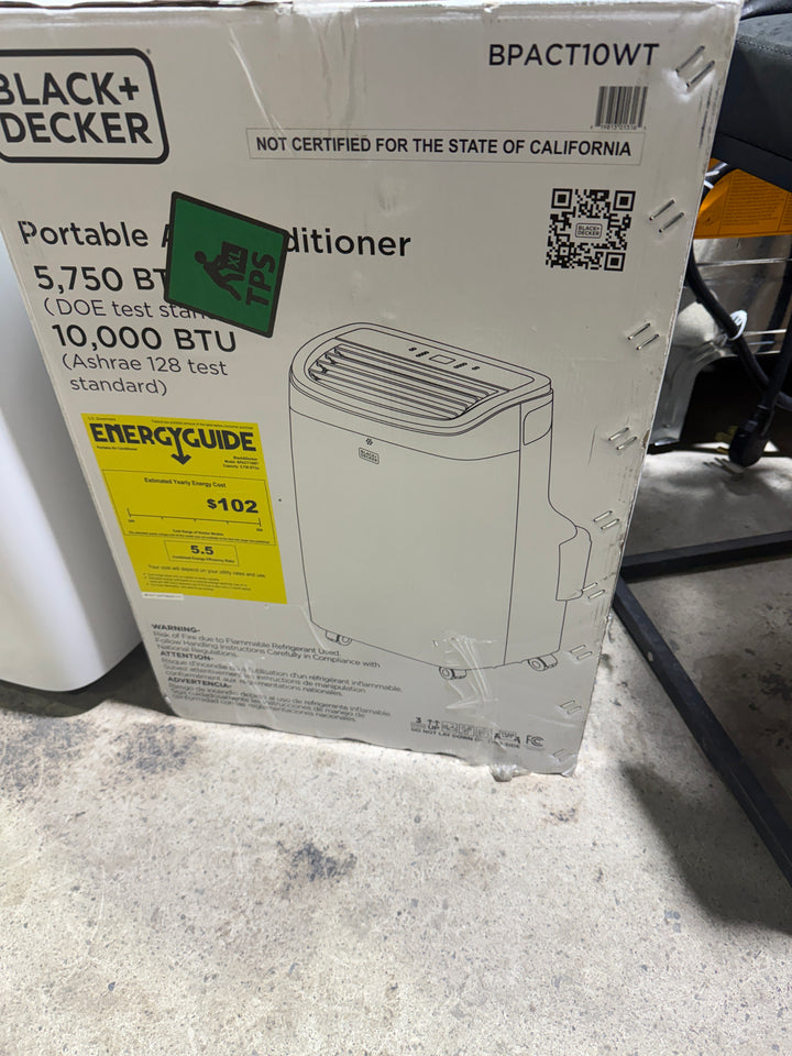 BLACK+DECKER	BPP10WTB BLACK+DECKER BPP10WTB 10,000 SACC/CEC (14,000 BTU ASHRAE) Remote Control, White Portable Air Conditioner