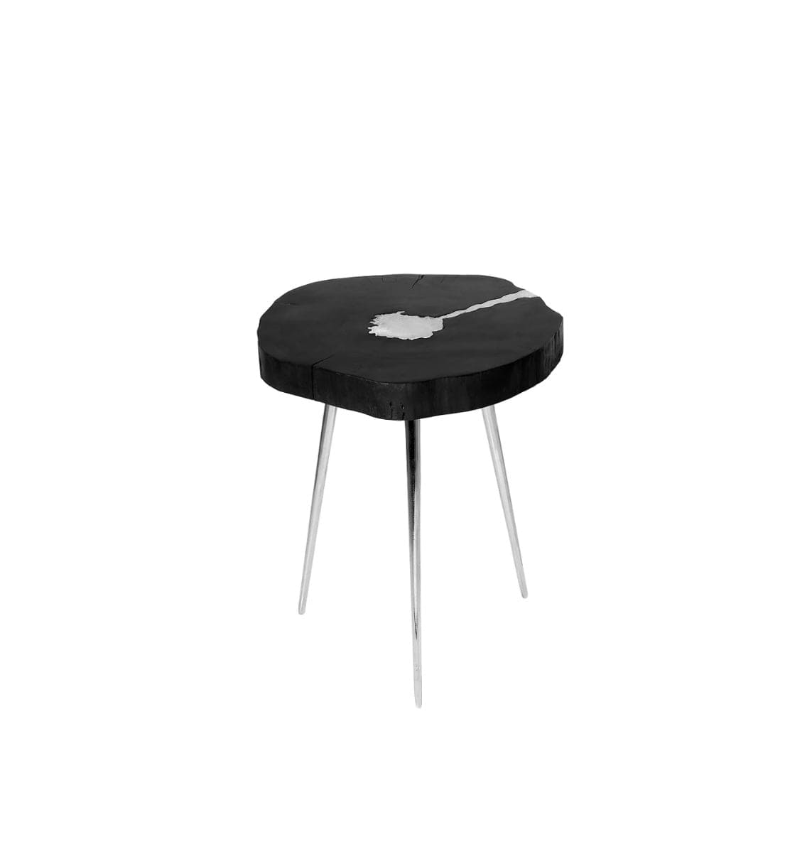 AKIS Side Table XC-4255B Black Wood/Natural Wood w/ Aluminum fill
