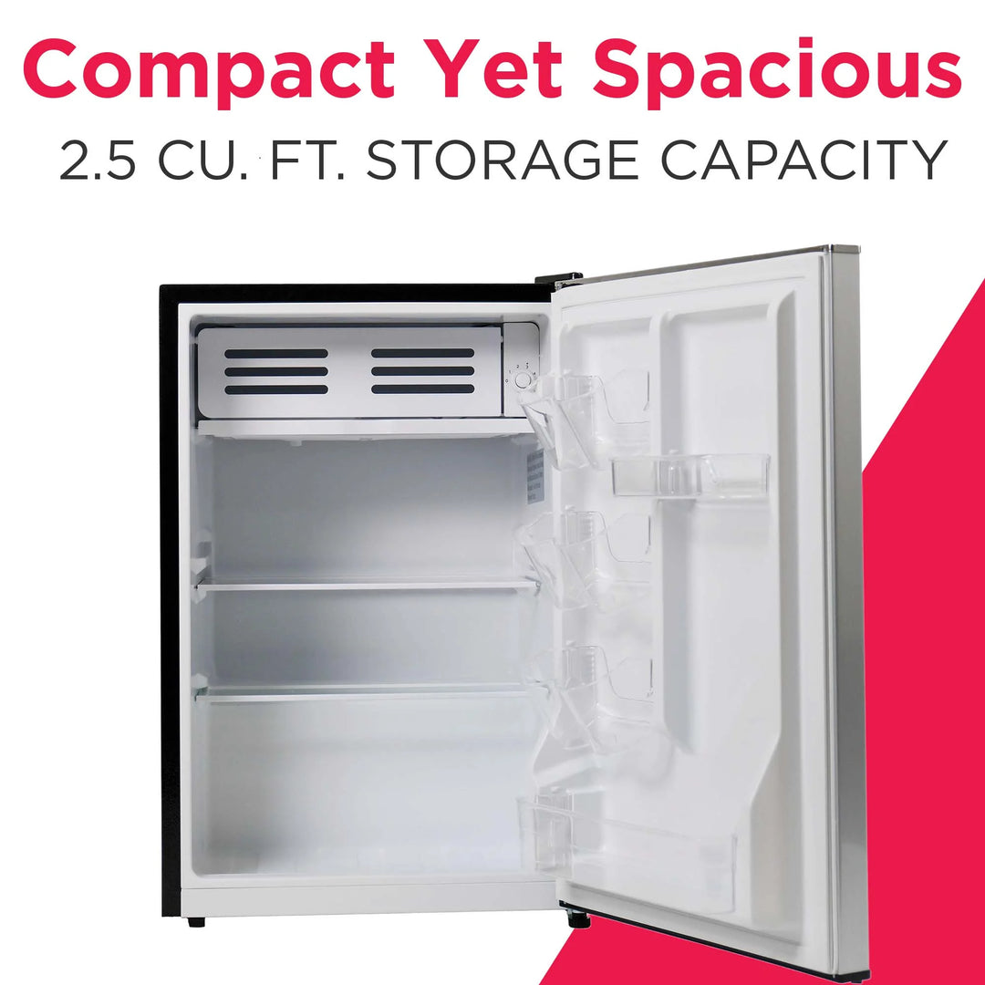 Frigidaire | EFR285-E-6COM |  2.5-Cu.-Ft. 65-Watt Compact Retro Platinum Stainless Steel Refrigerator