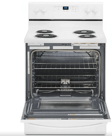 Whirlpool YWFC150MOJ Range, 30 inch Exterior Width, Electric, Self Clean, 4 Burners, 4.8 cu. ft. Capacity, Storage Drawer, 1 Ovens, White colour. Open Box