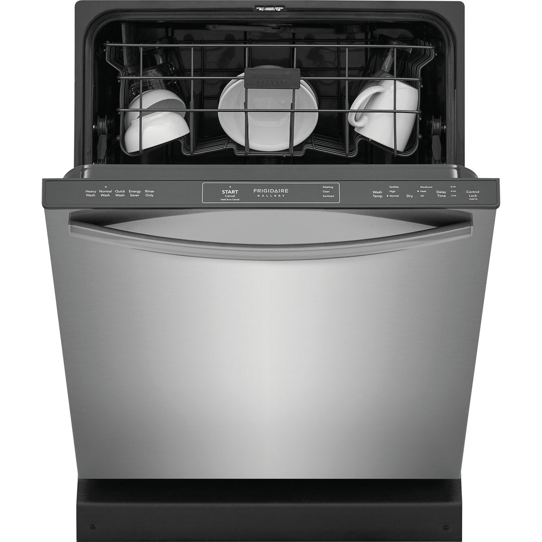 Frigidaire Gallery GDPH4515AF Dishwasher, 24 inch Exterior Width, 52 dB Decibel Level, Fully Integrated, Plastic Interior, 5 Wash Cycles, 14 Capacity (Place Settings), Hard Food Disposal, 2 Loading Racks, Stainless Steel colour