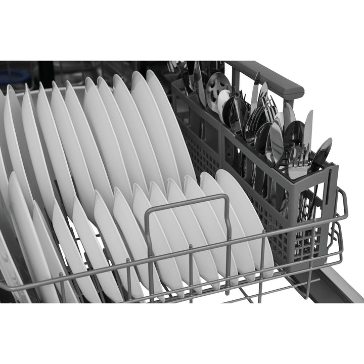 Frigidaire Gallery GDPH4515AF Dishwasher, 24 inch Exterior Width, 52 dB Decibel Level, Fully Integrated, Plastic Interior, 5 Wash Cycles, 14 Capacity (Place Settings), Hard Food Disposal, 2 Loading Racks, Stainless Steel colour