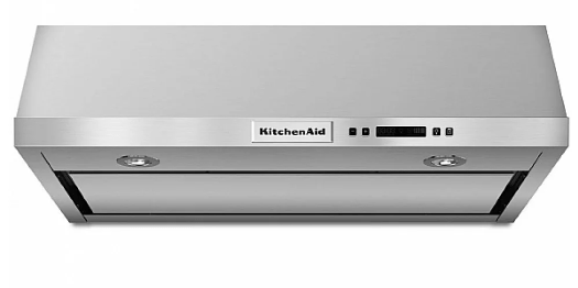 KitchenAid KVUB600DSS Range Hood, Under-Cabinet, Under-Cabinet, 30" Exterior Width, 600 CFM, Accepts Both, LED, Dishwasher Safe Filters, Stainless Steel colour Blower Included
