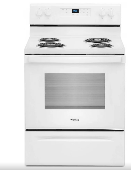 Whirlpool YWFC150MOJ Range, 30 inch Exterior Width, Electric, Self Clean, 4 Burners, 4.8 cu. ft. Capacity, Storage Drawer, 1 Ovens, White colour. Open Box