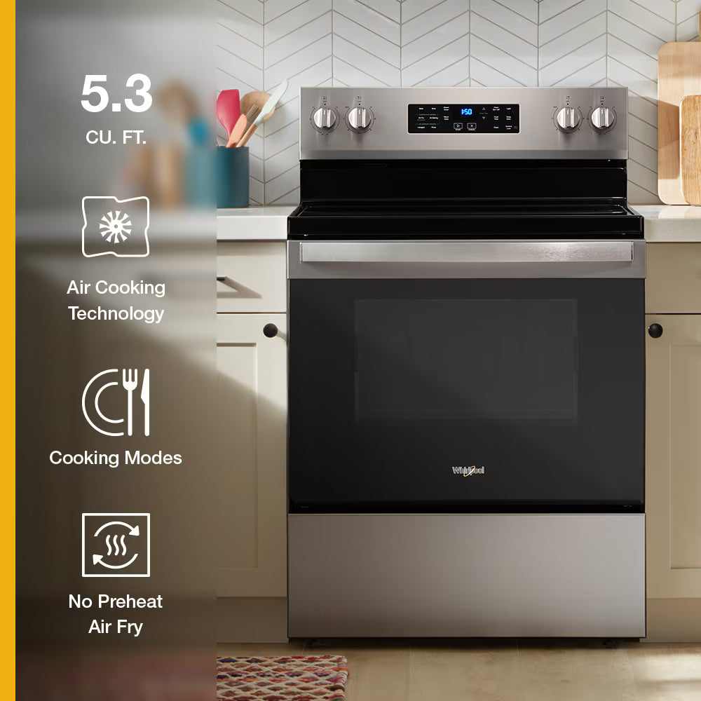 30-inch Electric Range with Air Cooking Technology and Steam Clean WFES4530SZ