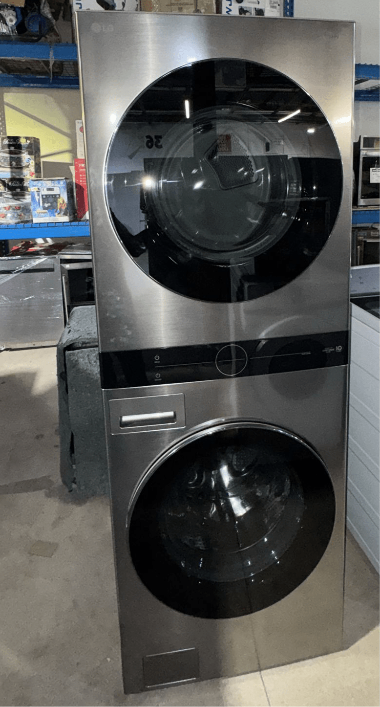 LG Graphite Steel Single Unit Front Load Wash Tower™ with 5.2 cu. ft. Steam Washer and 7.4 cu. ft. Electric Steam Dryer WKEX200vGA
