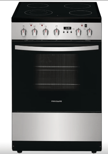 Frigidaire FCFE242CAS Range, 24" Exterior Width, Electric Range, Glass Burners (Electric), Convection, 4 Burners, 1.9 cu. ft. Capacity, Storage Drawer, 1 Ovens, 1800W, Front Controls, Stainless Steel colour