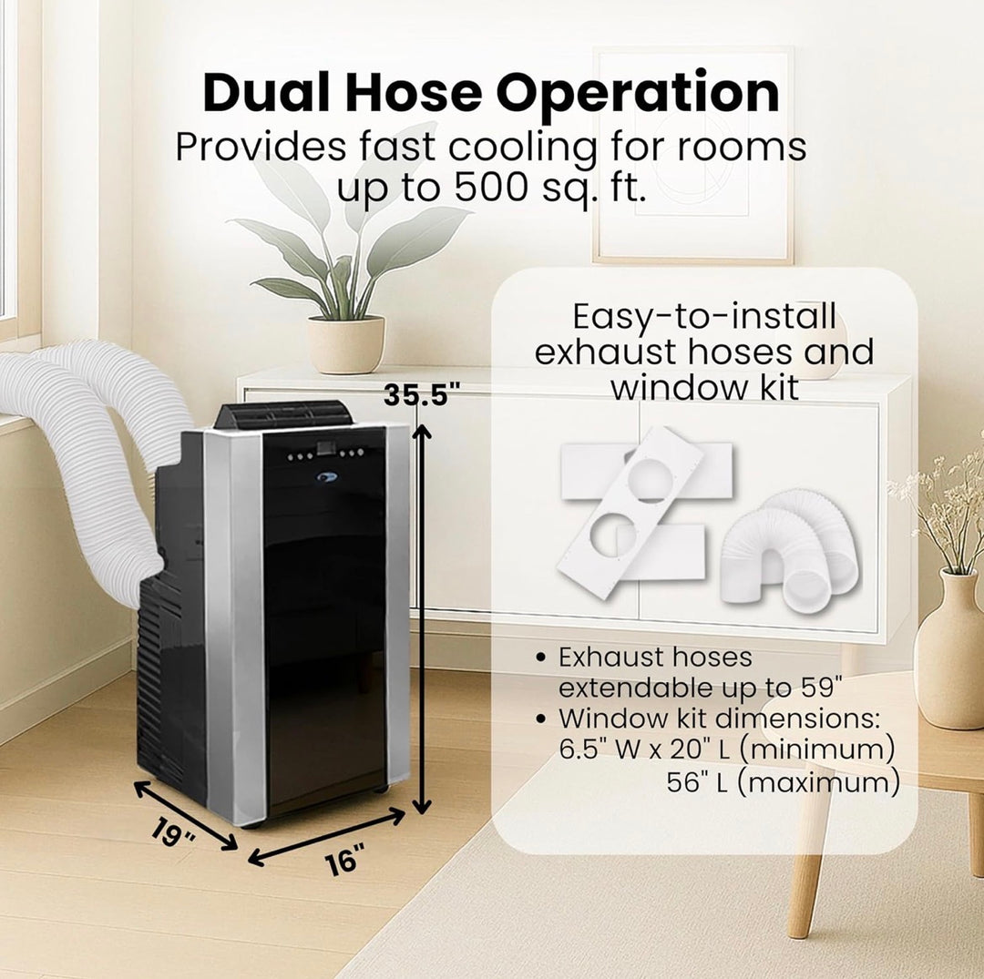 Whynter 14,000 BTU Dual Hose Portable Air Conditioner with Storage bag (ARC-14S)