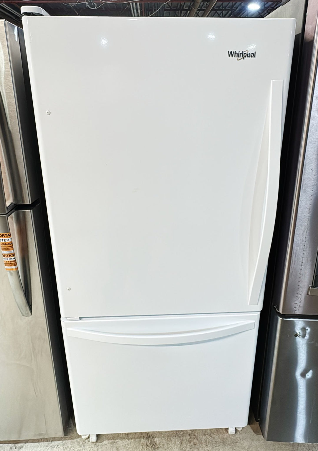 Whirlpool WRB329DFBW Bottom Freezer Refrigerator, 30 inch Width, ENERGY STAR Certified, 18.5 cu. ft. Capacity, White colour