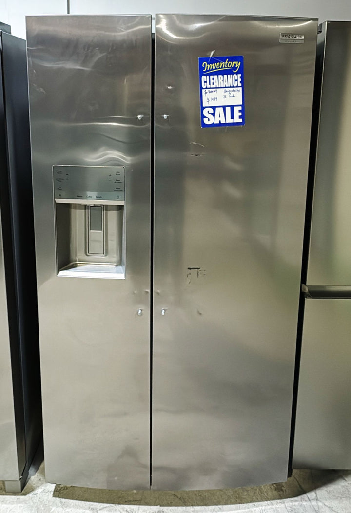 Frigidaire Gallery GRSS2652AF Side by Side Refrigerator, 36 inch Width, Ice Dispenser (Thru Door), Water Dispenser (Exterior), 25.6 cu. ft. Capacity, Stainless Steel colour