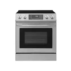 Insignia™ - 4.8 Cu. Ft. Slide-In Electric Convection Range with Self Clean and Air Fry - Stainless Steel Model: NS-RGFCES2