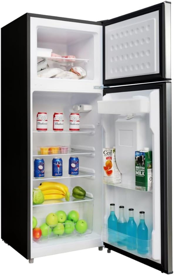EFR7606com Frigidaire Platinum Fridge Freezer Combo, 7.5 cu. ft. Capacity Apartment Size Fridge with Freezer, Built-in Water Dispenser, Quicksilver