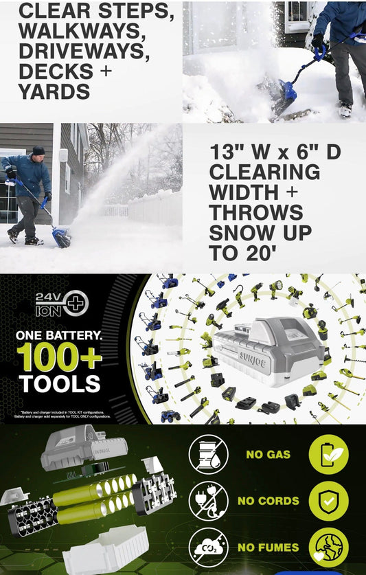 Snow Joe 24V-SS13 24-Volt 13-Inch 4-Ah Cordless Snow Shovel, Kit (w/4-Ah Battery + Quick Charger) -- Refurbished ( Exchange or Repair Warranty Only)