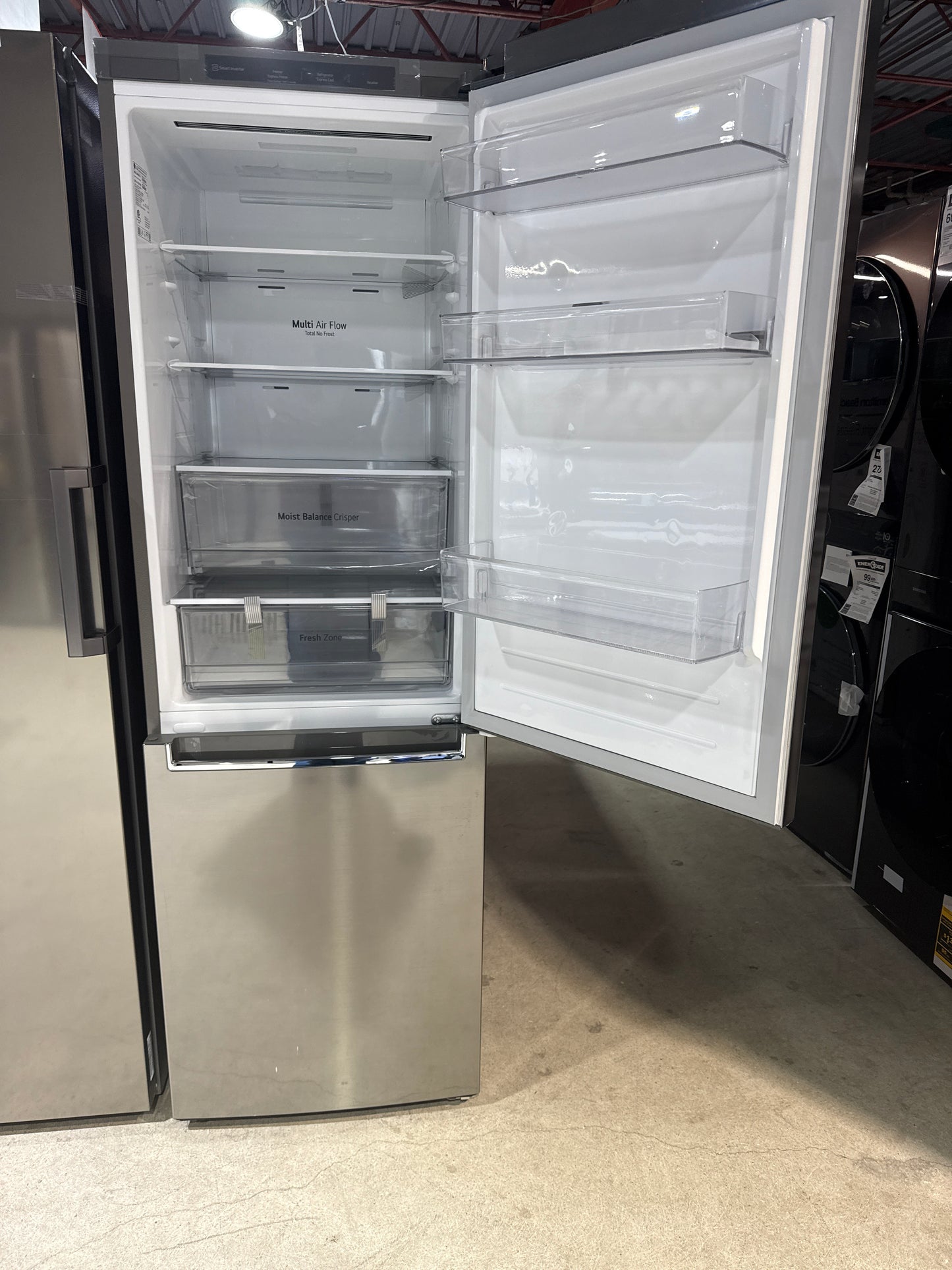 LG LBNC12231V Bottom Freezer Refrigerator, 24 inch Width, ENERGY STAR Certified, Counter Depth, 11.9 cu. ft. Capacity, Platinum Silver (Stainless Steel) color Door Cooling+