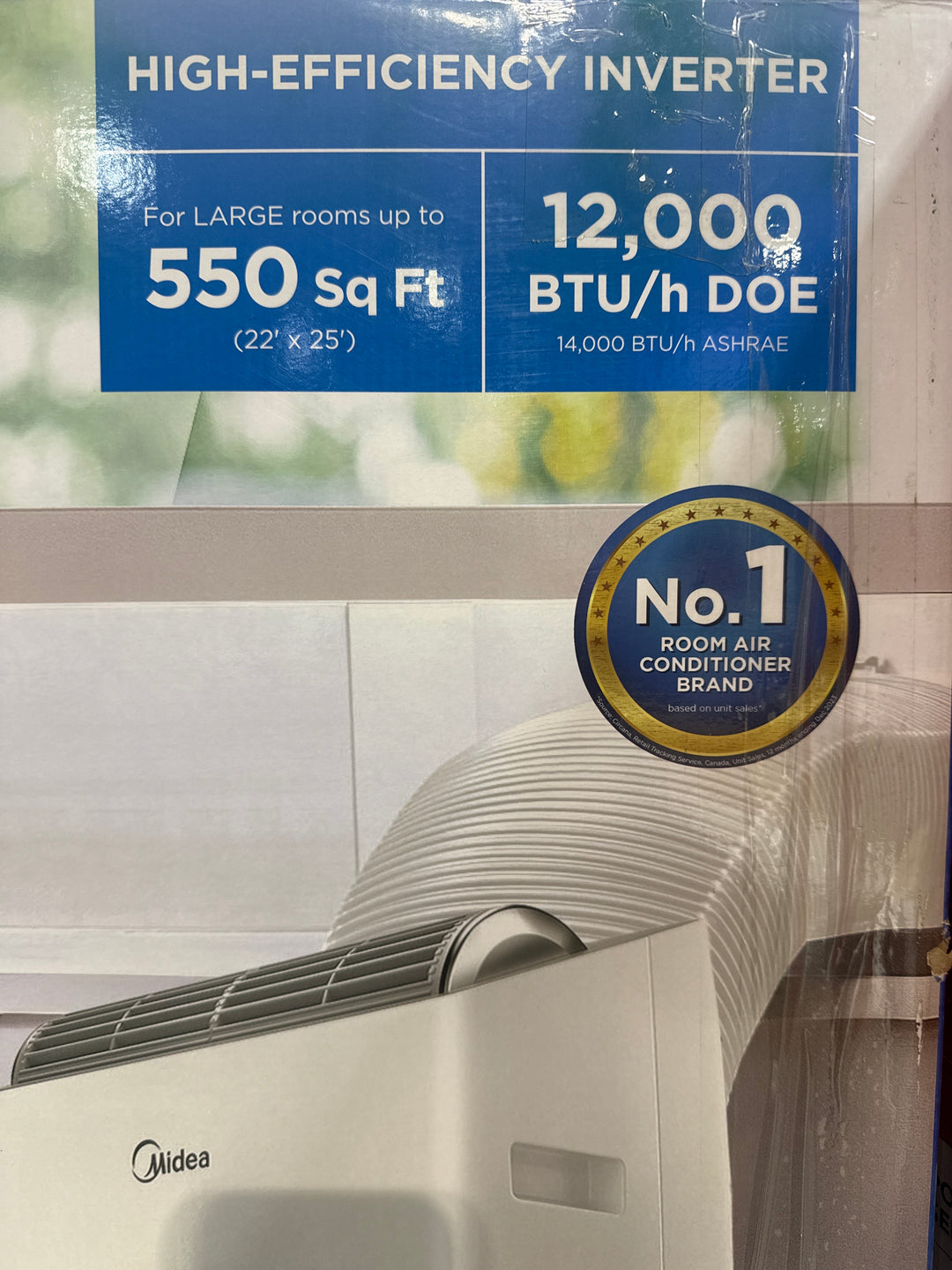 Midea Duo 10,000 BTU SACC) HE Inverter Ultra Quiet Portable Air Conditioner, Cools up to 450 Sq. Ft, Works with Alexa/Google Assistant, Includes Remote Control & Window Kit, White MP10SV5CWT