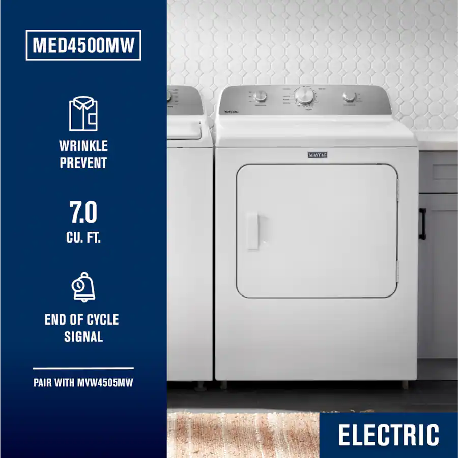 Maytag Top Load Electric Wrinkle Prevent Dryer - 7.0 cu. ft. YMED4500MW