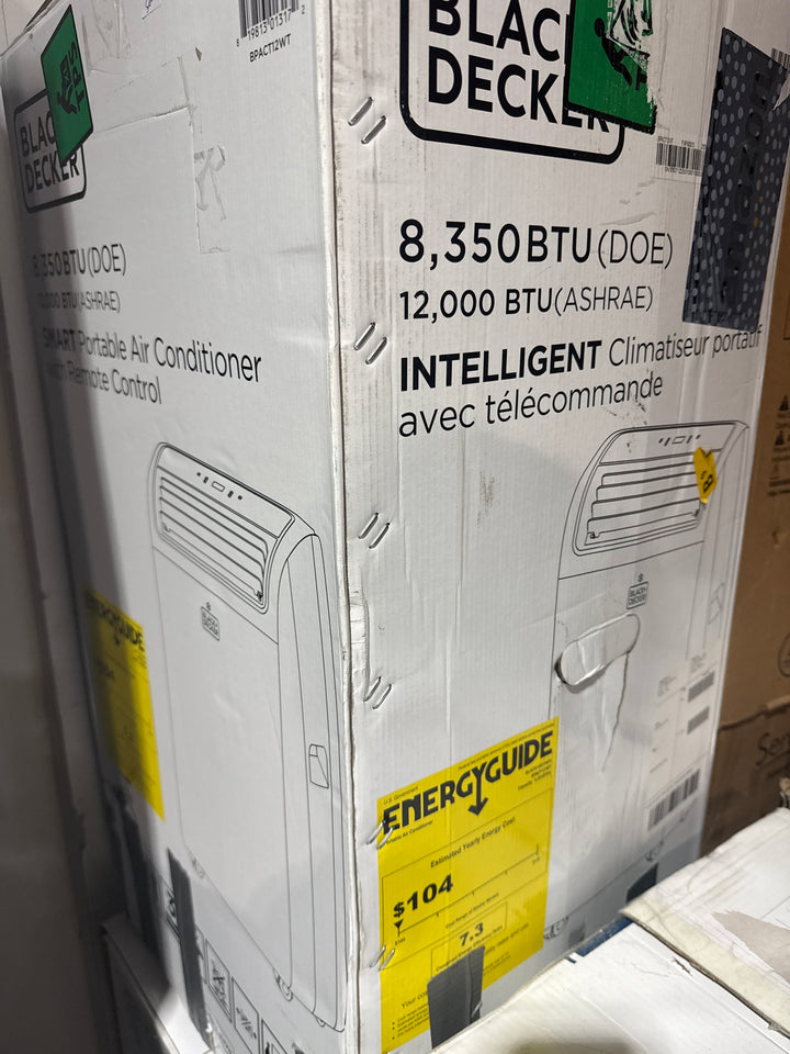 BLACK+DECKER	BPP08WTB BLACK+DECKER BPP08WTB 8,000 SACC/CEC (12,000 BTU ASHRAE) Remote Control, White Portable Air Conditioner