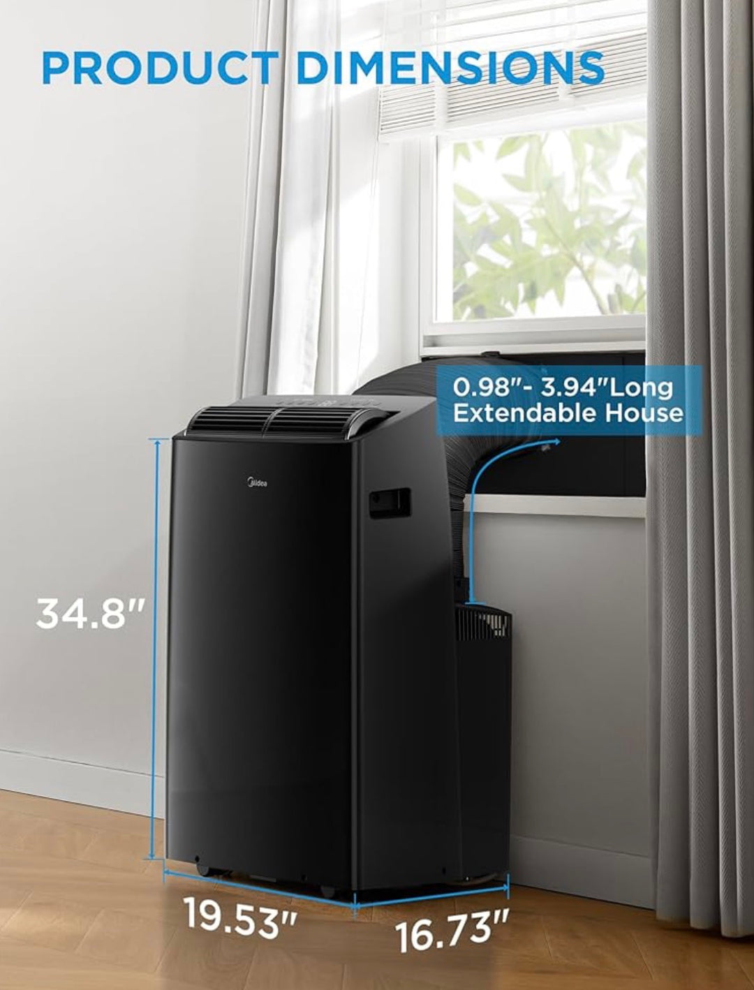 Midea MAP12S1TBL Duo 12,000 BTU Smart Portable Air Conditioner – Black